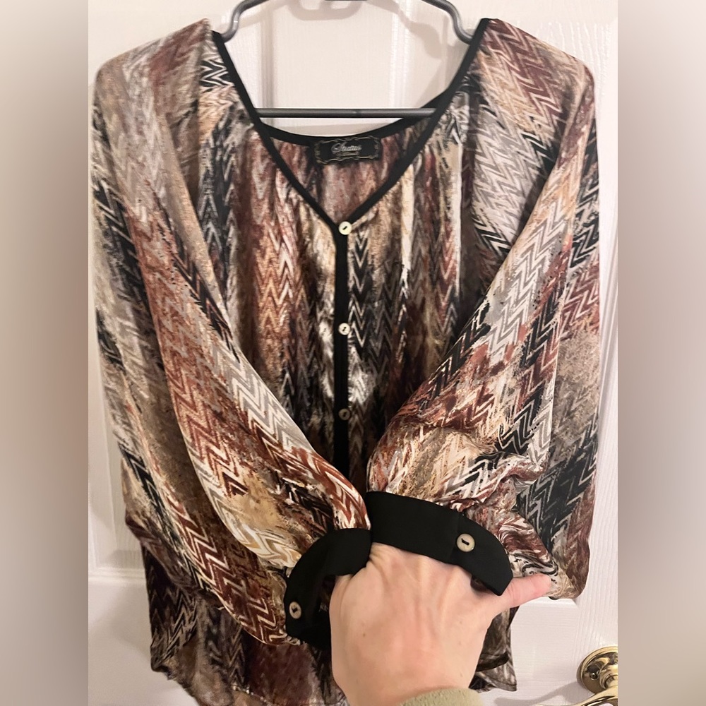 Status By Chenault Button Down Boho Chic Blouse. … - image 3